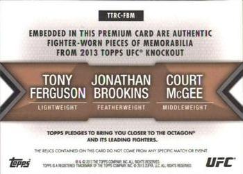 2013 Topps UFC Knockout - Triple Threads Relics Combos Sepia #TTRC-FBM Tony Ferguson / Jonathan Brookins / Court McGee Back