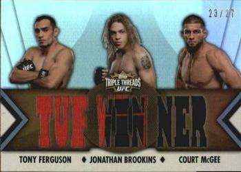 2013 Topps UFC Knockout - Triple Threads Relics Combos Sepia #TTRC-FBM Tony Ferguson / Jonathan Brookins / Court McGee Front