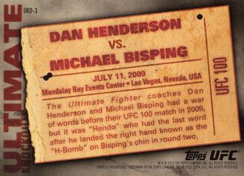 2013 Topps UFC Knockout - Ultimate Knockouts #UKO-3 Dan Henderson Back