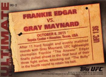 2013 Topps UFC Knockout - Ultimate Knockouts #UKO-13 Frankie Edgar Back