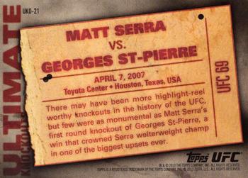 2013 Topps UFC Knockout - Ultimate Knockouts #UKO-21 Matt Serra Back