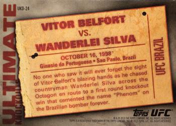 2013 Topps UFC Knockout - Ultimate Knockouts #UKO-24 Vitor Belfort Back