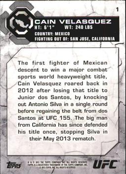 2013 Topps UFC Bloodlines #1 Cain Velasquez Back