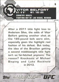 2013 Topps UFC Bloodlines #6 Vitor Belfort Back