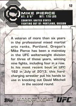 2013 Topps UFC Bloodlines #12 Mike Pierce Back