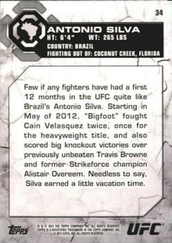 2013 Topps UFC Bloodlines #34 Antonio Silva Back