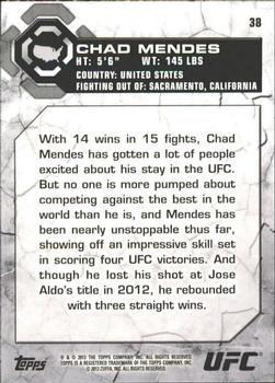 2013 Topps UFC Bloodlines #38 Chad Mendes Back