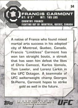 2013 Topps UFC Bloodlines #54 Francis Carmont Back