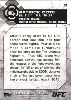 2013 Topps UFC Bloodlines #58 Patrick Cote Back
