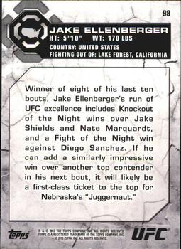 2013 Topps UFC Bloodlines #98 Jake Ellenberger Back