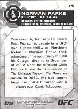 2013 Topps UFC Bloodlines #125 Norman Parke Back