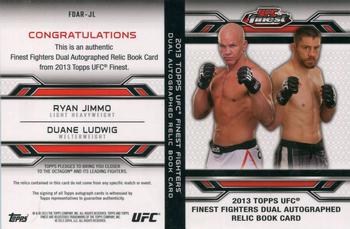 2013 Finest UFC - Dual Autograph Fighter Relic Booklets #FDAR-JL Duane Ludwig / Ryan Jimmo Back
