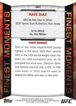 2013 Finest UFC - Finest Moments Refractors Blue #FM-7 Nate Diaz Back