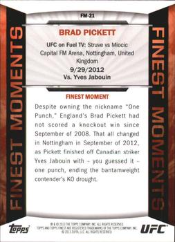 2013 Finest UFC - Finest Moments Refractors Blue #FM-21 Brad Pickett Back