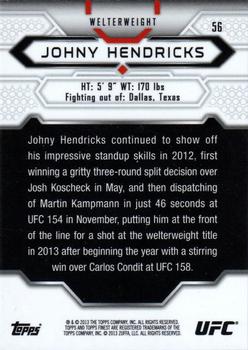 2013 Finest UFC - Refractors Blue #56 Johny Hendricks Back