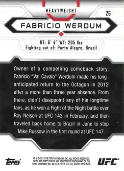 2013 Finest UFC - Refractors Gold #26 Fabricio Werdum Back