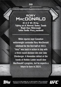 2014 Topps UFC Knockout #58 Rory MacDonald Back
