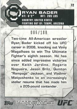 2013 Topps UFC Bloodlines - Flag Parallel #72 Ryan Bader Back