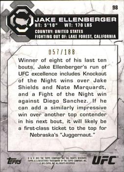 2013 Topps UFC Bloodlines - Flag Parallel #98 Jake Ellenberger Back