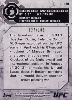 2013 Topps UFC Bloodlines - Flag Parallel #139 Conor McGregor Back