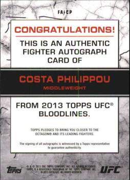 2013 Topps UFC Bloodlines - Autographs #FA-CP Costa Philippou Back