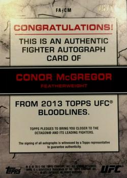 2013 Topps UFC Bloodlines - Autographs Red Ink #FA-CM Conor McGregor Back