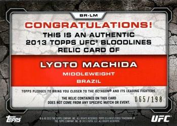 2013 Topps UFC Bloodlines - Fighter Relics #BR-LM Lyoto Machida Back