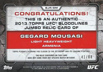 2013 Topps UFC Bloodlines - Fighter Jumbo Relics #BJR-GM Gegard Mousasi Back