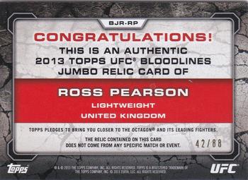 2013 Topps UFC Bloodlines - Fighter Jumbo Relics #BJR-RP Ross Pearson Back