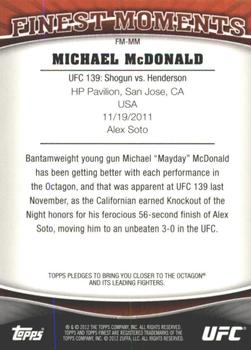 2012 Finest UFC - Finest Moments #FM-MM Michael McDonald Back