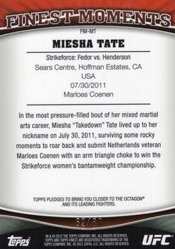 2012 Finest UFC - Finest Moments Refractors Gold #FM-MT Miesha Tate Back