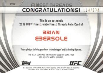 2012 Finest UFC - Finest Threads Jumbo Fighter Relics X-Fractors #JFT-BE Brian Ebersole Back