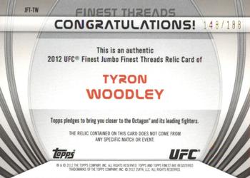 2012 Finest UFC - Finest Threads Jumbo Fighter Relics X-Fractors #JFT-TW Tyron Woodley Back