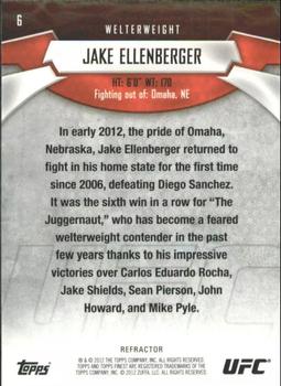 2012 Finest UFC - Refractors #6 Jake Ellenberger Back