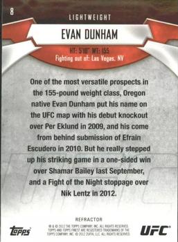 2012 Finest UFC - Refractors #8 Evan Dunham Back
