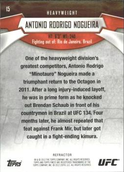 2012 Finest UFC - Refractors #15 Antonio Rodrigo Nogueira Back