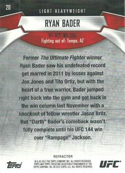 2012 Finest UFC - Refractors #20 Ryan Bader Back