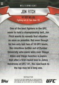 2012 Finest UFC - Refractors #33 Jon Fitch Back