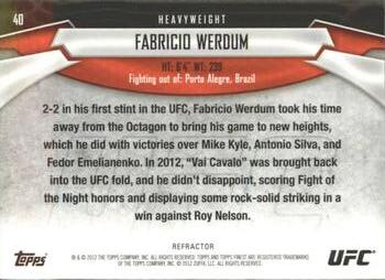 2012 Finest UFC - Refractors #40 Fabricio Werdum Back