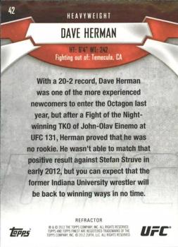 2012 Finest UFC - Refractors #42 Dave Herman Back