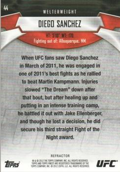 2012 Finest UFC - Refractors #44 Diego Sanchez Back