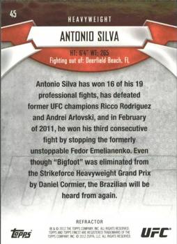 2012 Finest UFC - Refractors #45 Antonio Silva Back