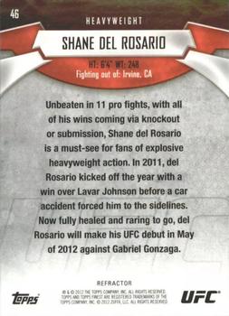 2012 Finest UFC - Refractors #46 Shane Del Rosario Back
