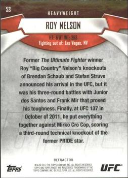 2012 Finest UFC - Refractors #53 Roy Nelson Back