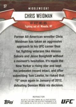 2012 Finest UFC - Refractors #57 Chris Weidman Back