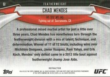 2012 Finest UFC - Refractors #61 Chad Mendes Back