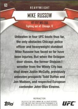 2012 Finest UFC - Refractors #63 Mike Russow Back