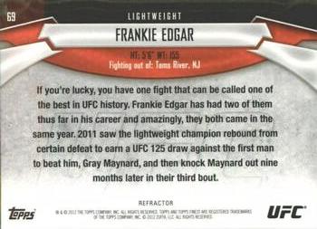 2012 Finest UFC - Refractors #69 Frankie Edgar Back