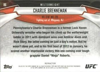 2012 Finest UFC - Refractors #86 Charlie Brenneman Back
