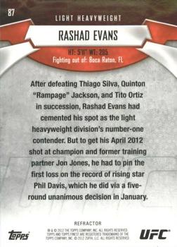 2012 Finest UFC - Refractors #87 Rashad Evans Back